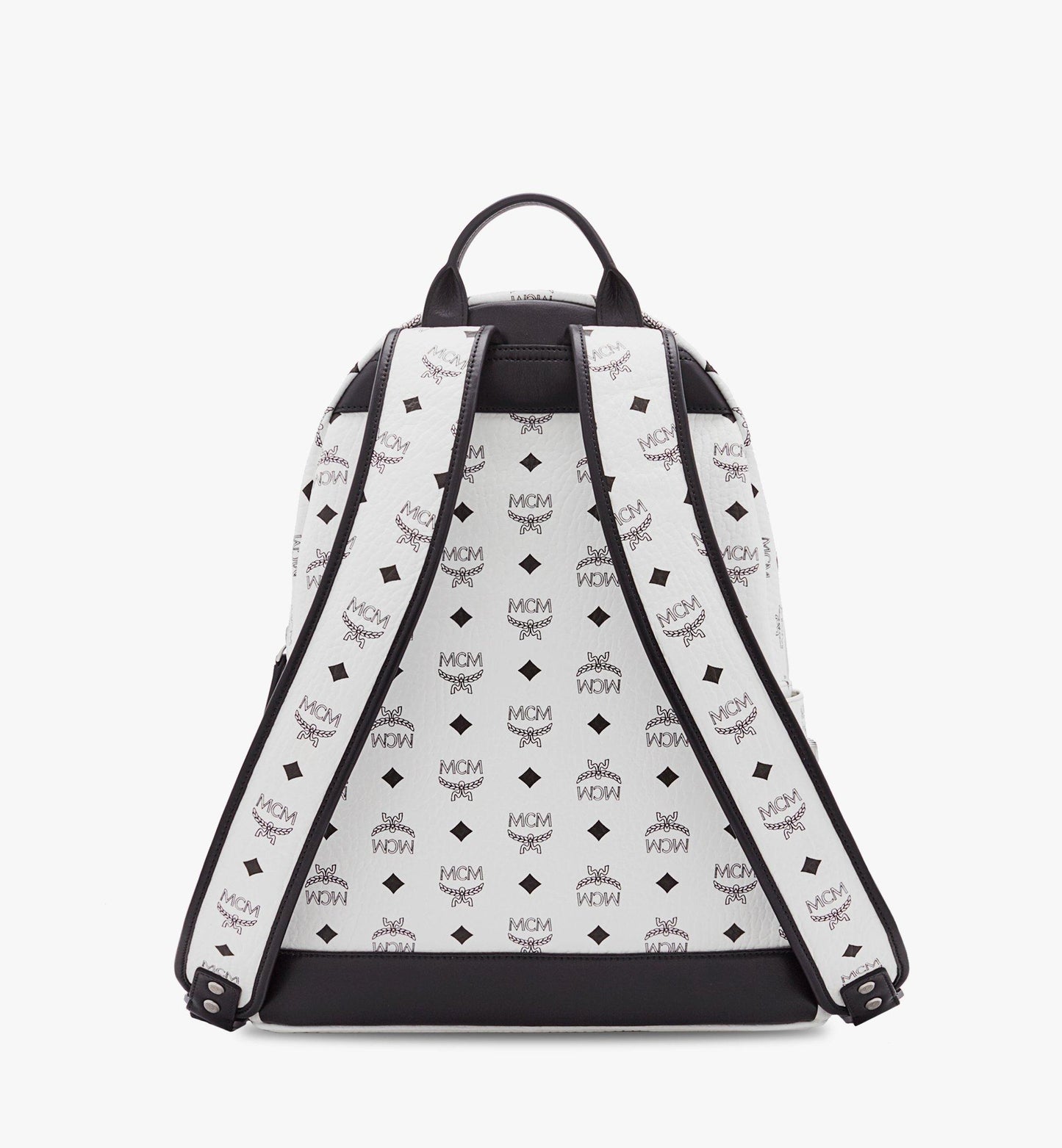MCM STARK SIDE STUDS VISETOS WHITE BACKPACK