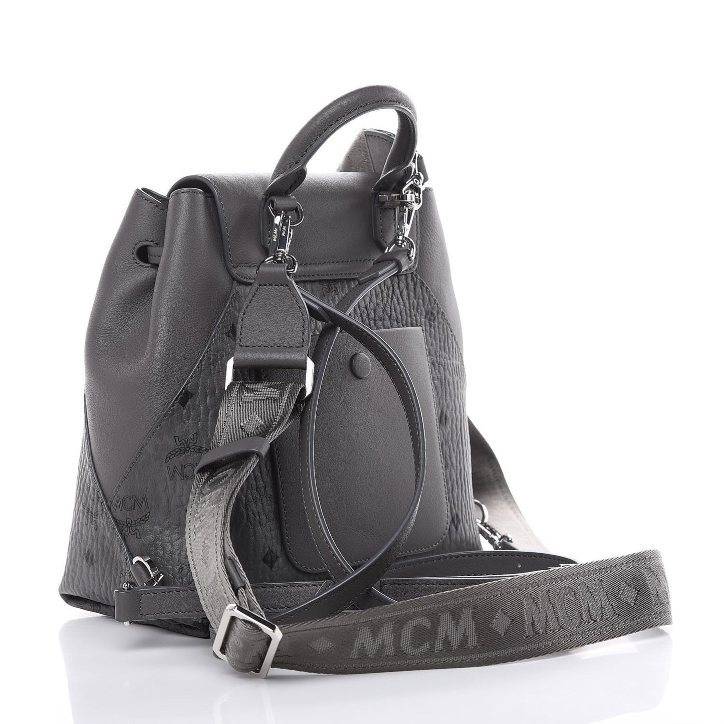 MCM GREY VISETOS SMALL ESSENTIAL BACKPACK