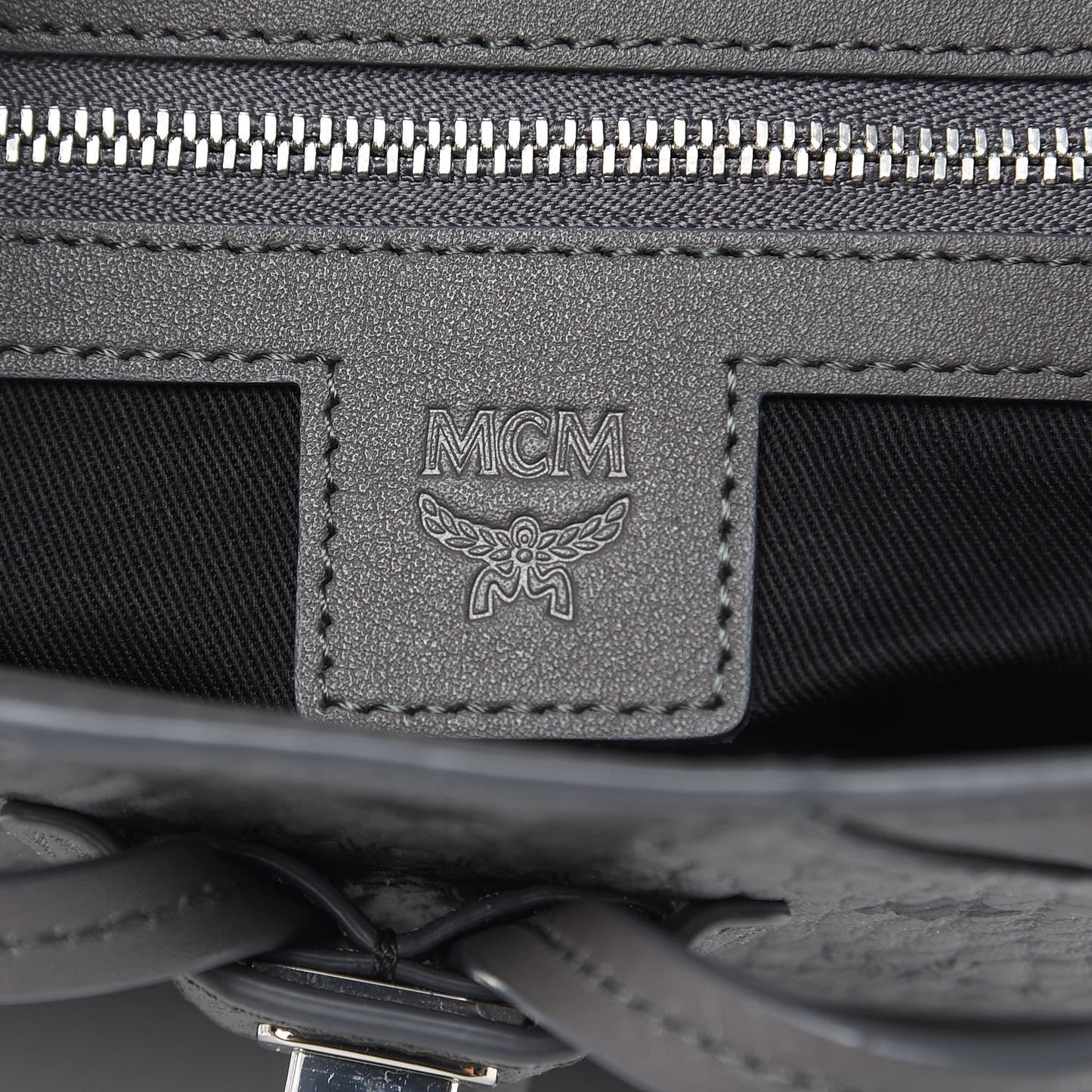 MCM GREY VISETOS SMALL ESSENTIAL BACKPACK