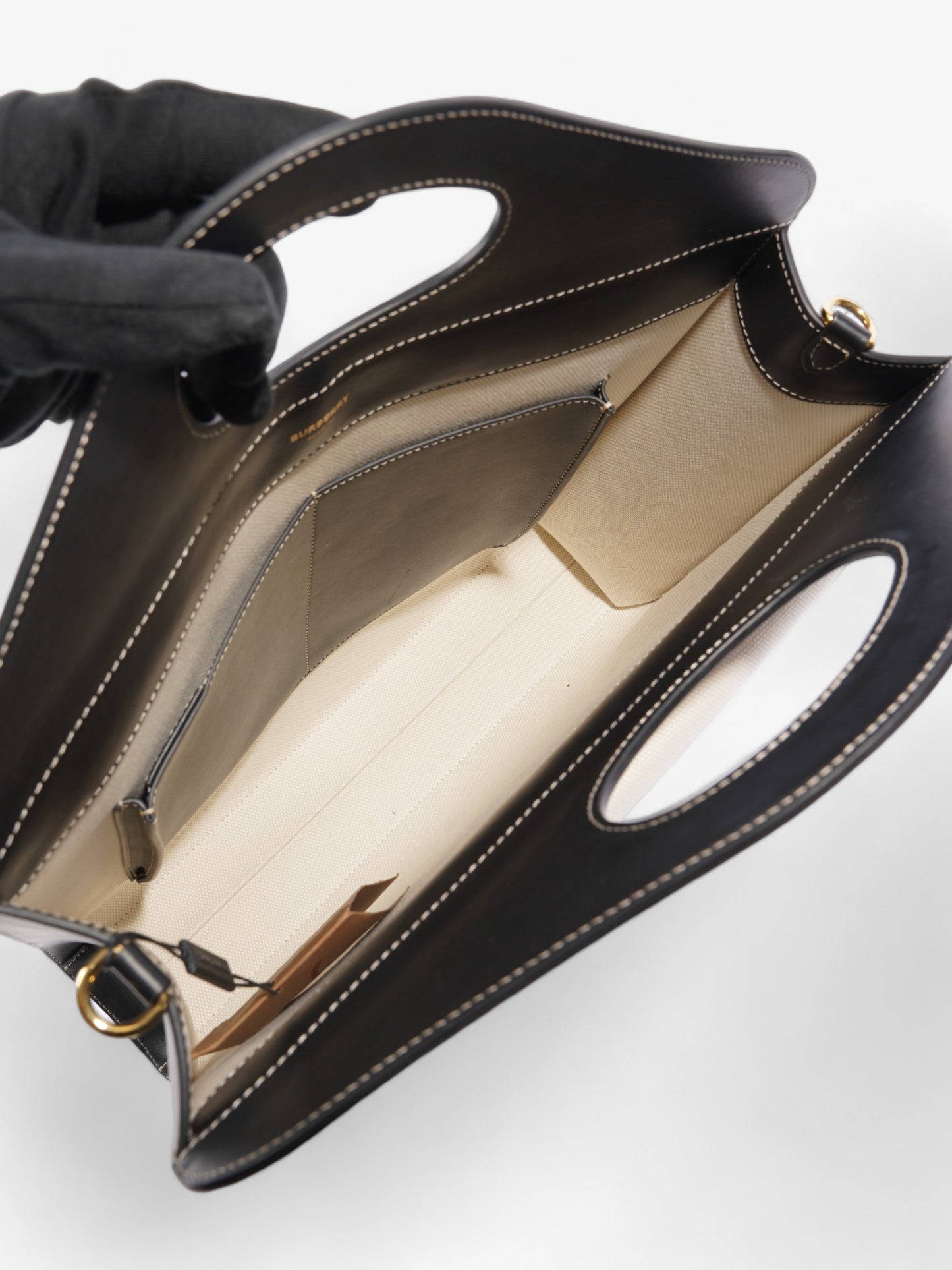 Burberry Pocket Bag Cream / Black Canvas Medium