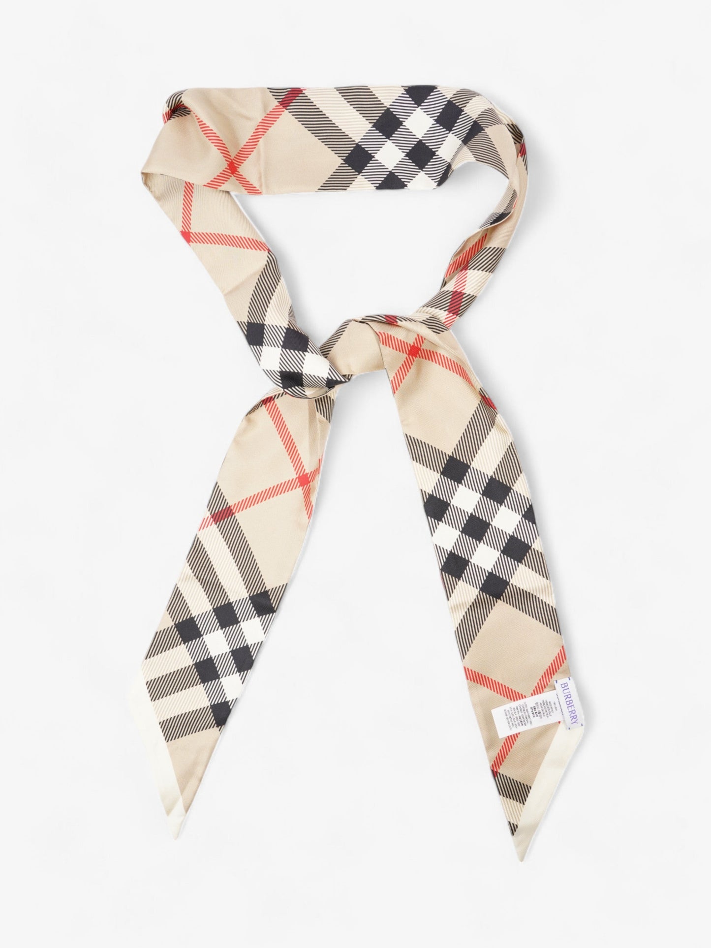 Burberry Vintage Reverse Skinny Scarf Archive Beige Silk
