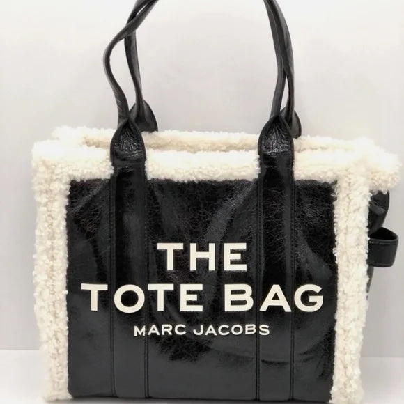 MARC JACOBS THE CRINKLE MEDIUM LEATHER TOTE BAG