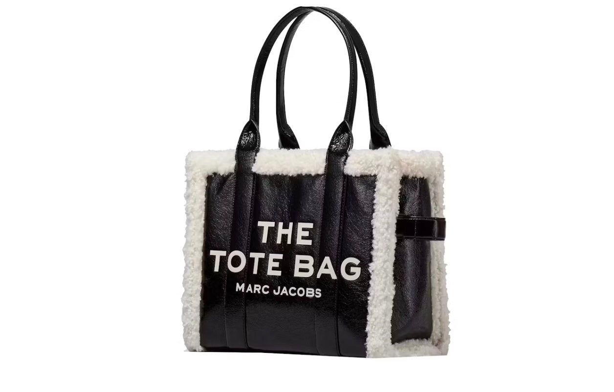 MARC JACOBS THE CRINKLE MEDIUM LEATHER TOTE BAG