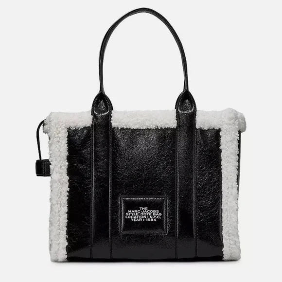 MARC JACOBS THE CRINKLE MEDIUM LEATHER TOTE BAG