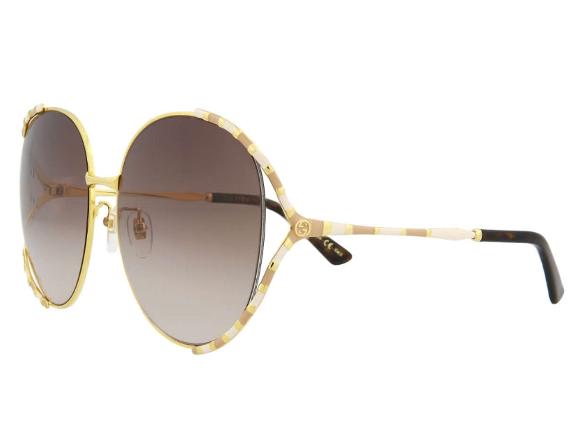 GLM-- GG0595S Women's Gold Oversized Round Sunglasses Gradient Brown Lens
