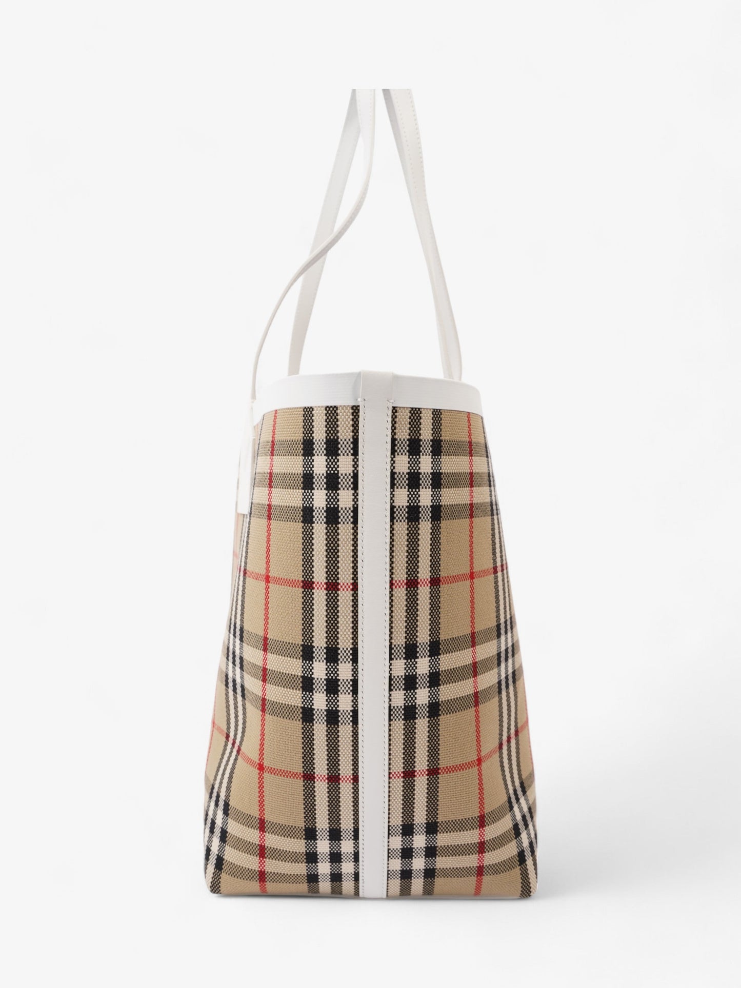 Burberry London Check Tote Bag Vintage Check / White Fabric Medium