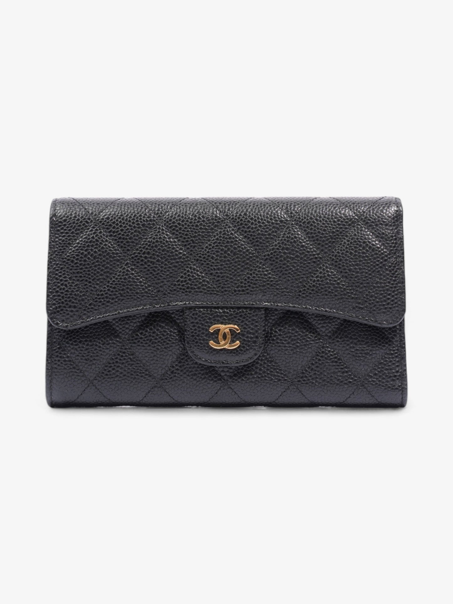 Chanel CC Flap Continental Wallet Black / Gold Caviar Leather