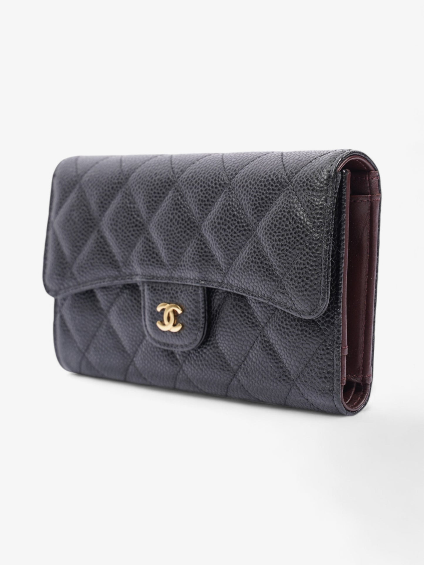 Chanel CC Flap Continental Wallet Black / Gold Caviar Leather