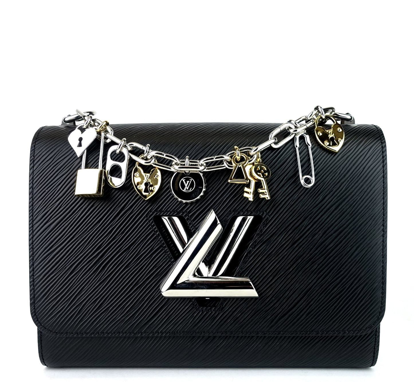Louis Vuitto Twist MM Love Lock Charms Black Epi Leather Bag