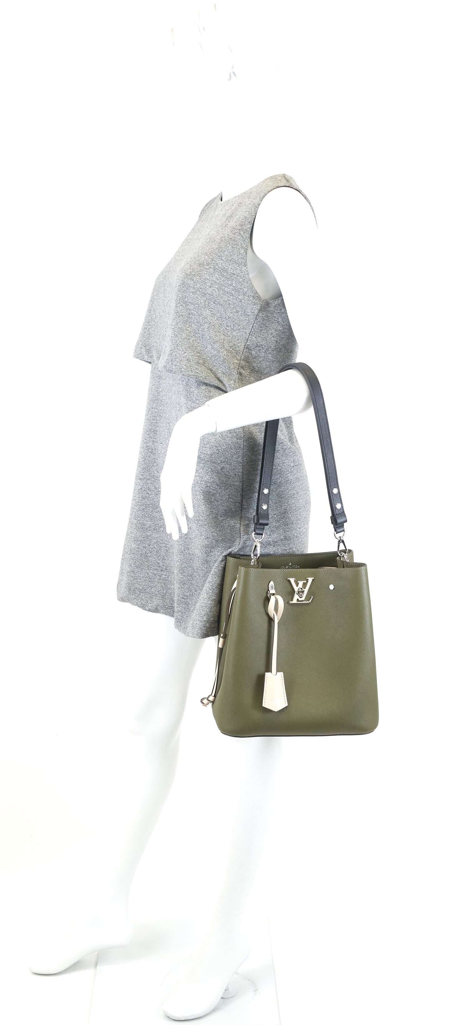 Louis Vuitto LockMe Calfskin Leather Bucket Bag