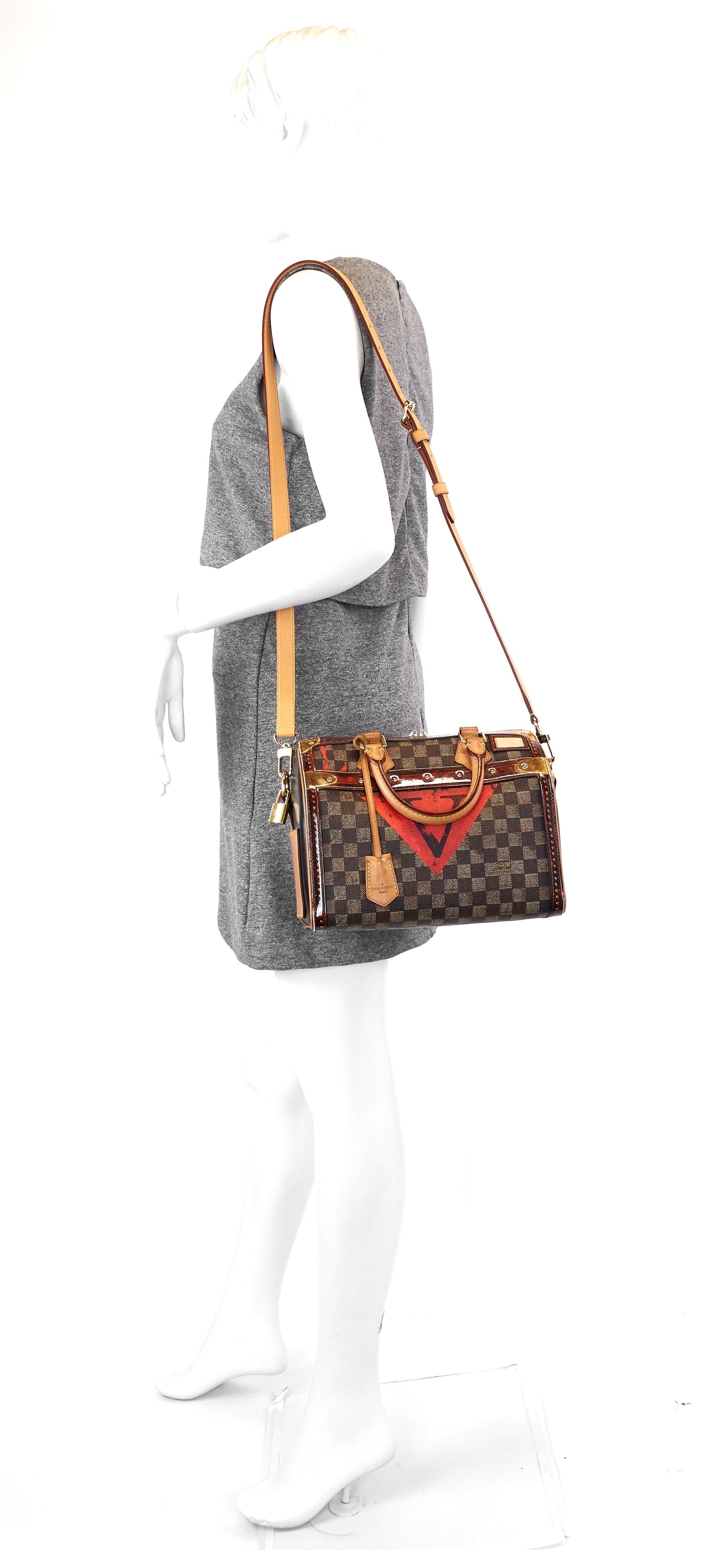 Louis Vuitto Speedy Noir 25 BandouliÃ¨re Time Trunk Coated Canvas Bag