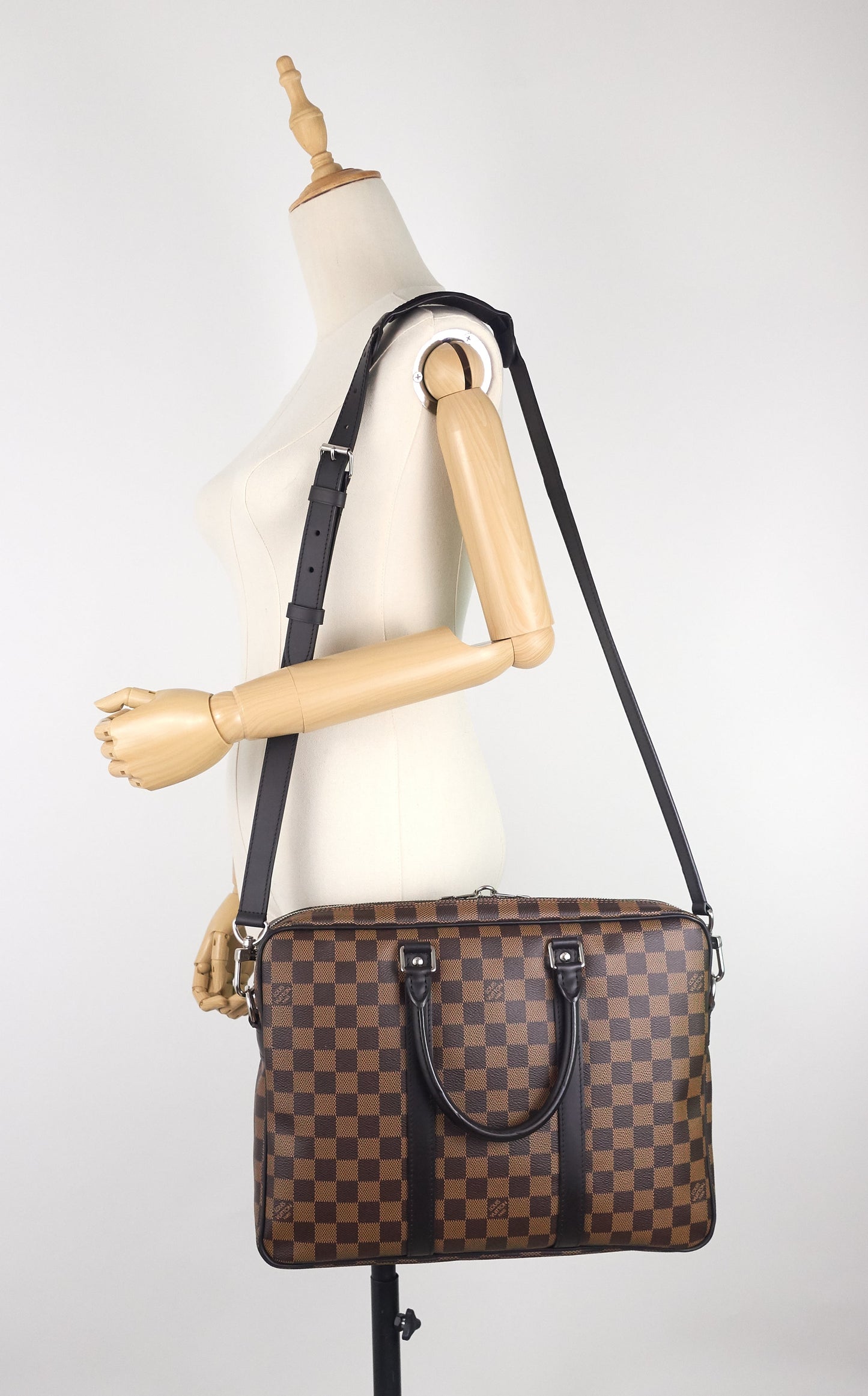 Louis Vuitto Porte-Documents Voyage PM Damier Ebene Canvas Briefcase Bag