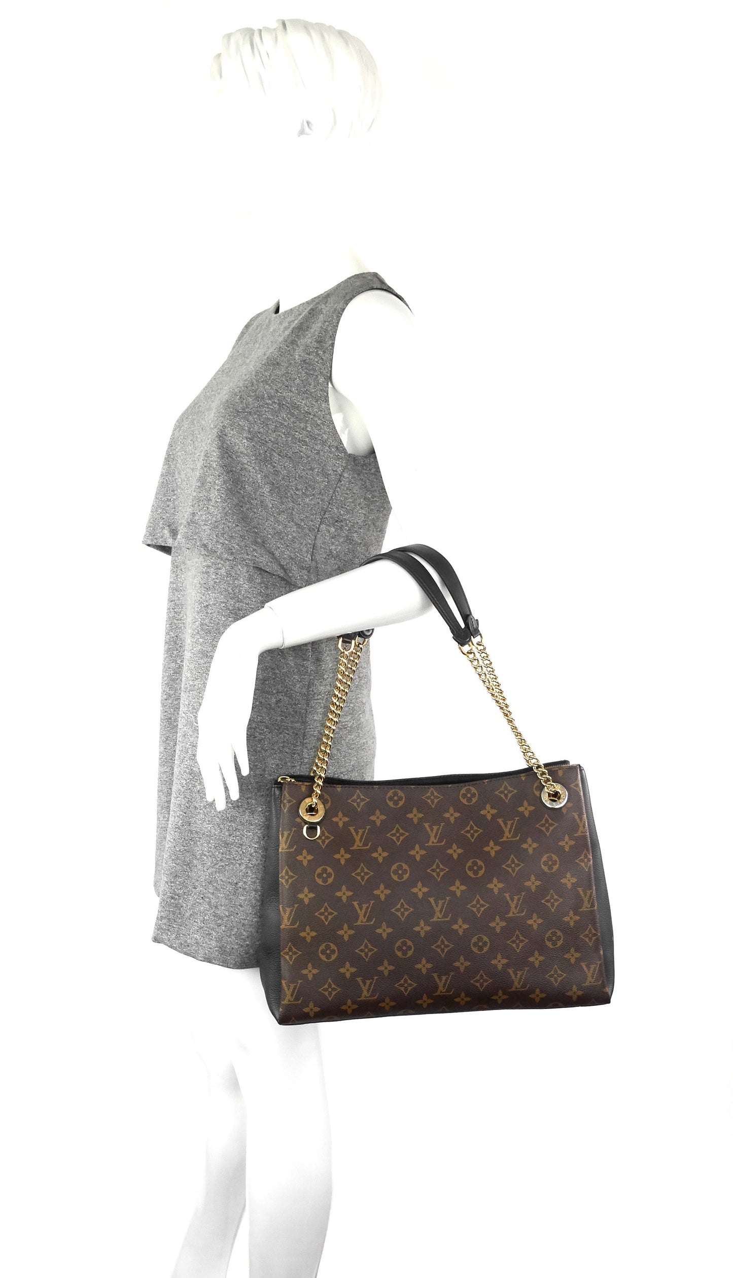 Louis Vuitto SurÃ¨ne MM Monogram Canvas and Calfskin Leather Tote Bag