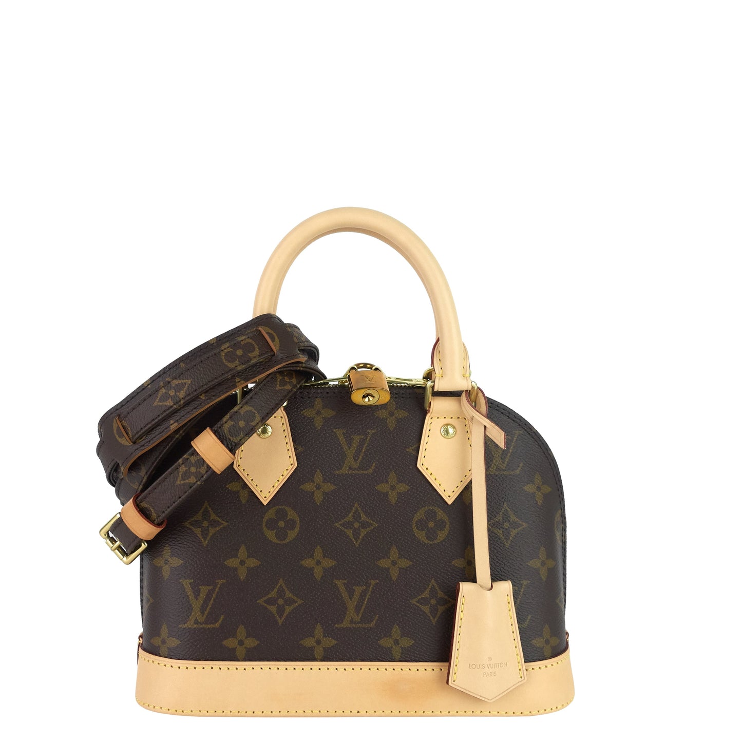 Louis Vuitto Alma BB Monogram Canvas Bag with Monogram Canvas Strap