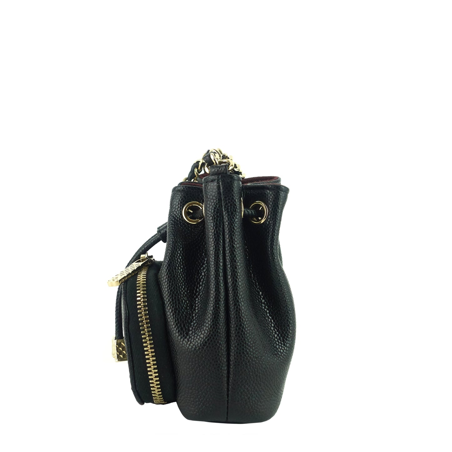 Chanel Mini CC Bucket Pocket Caviar Leather Bag