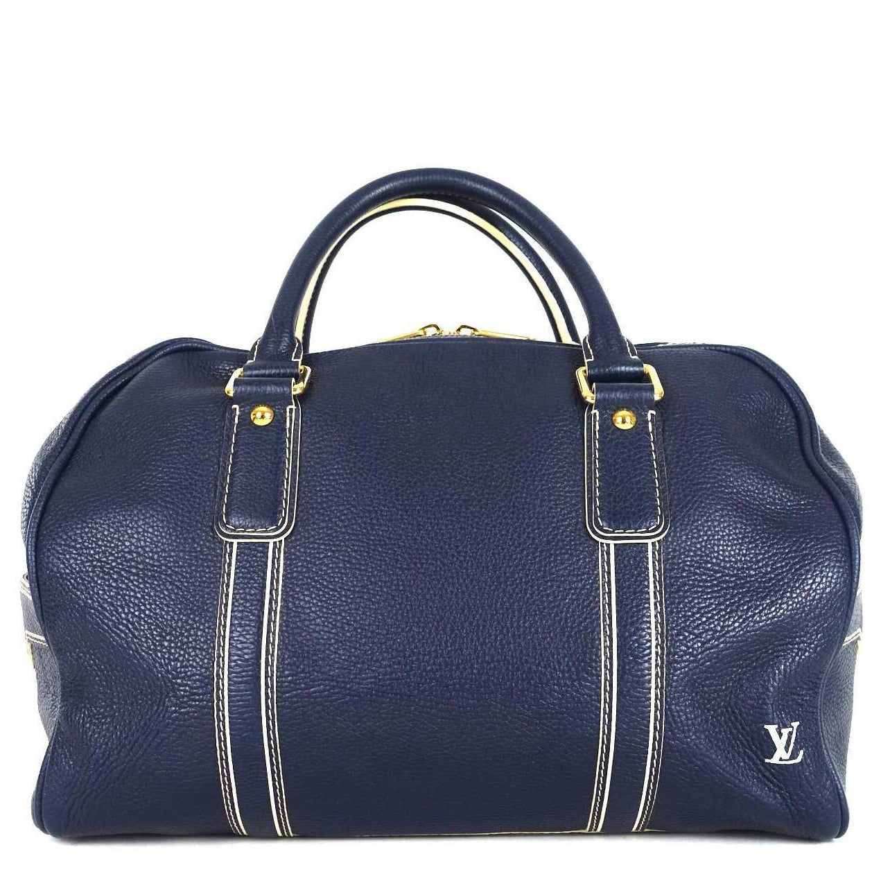 Louis Vuitto Navy Blue Leather Boston Bag