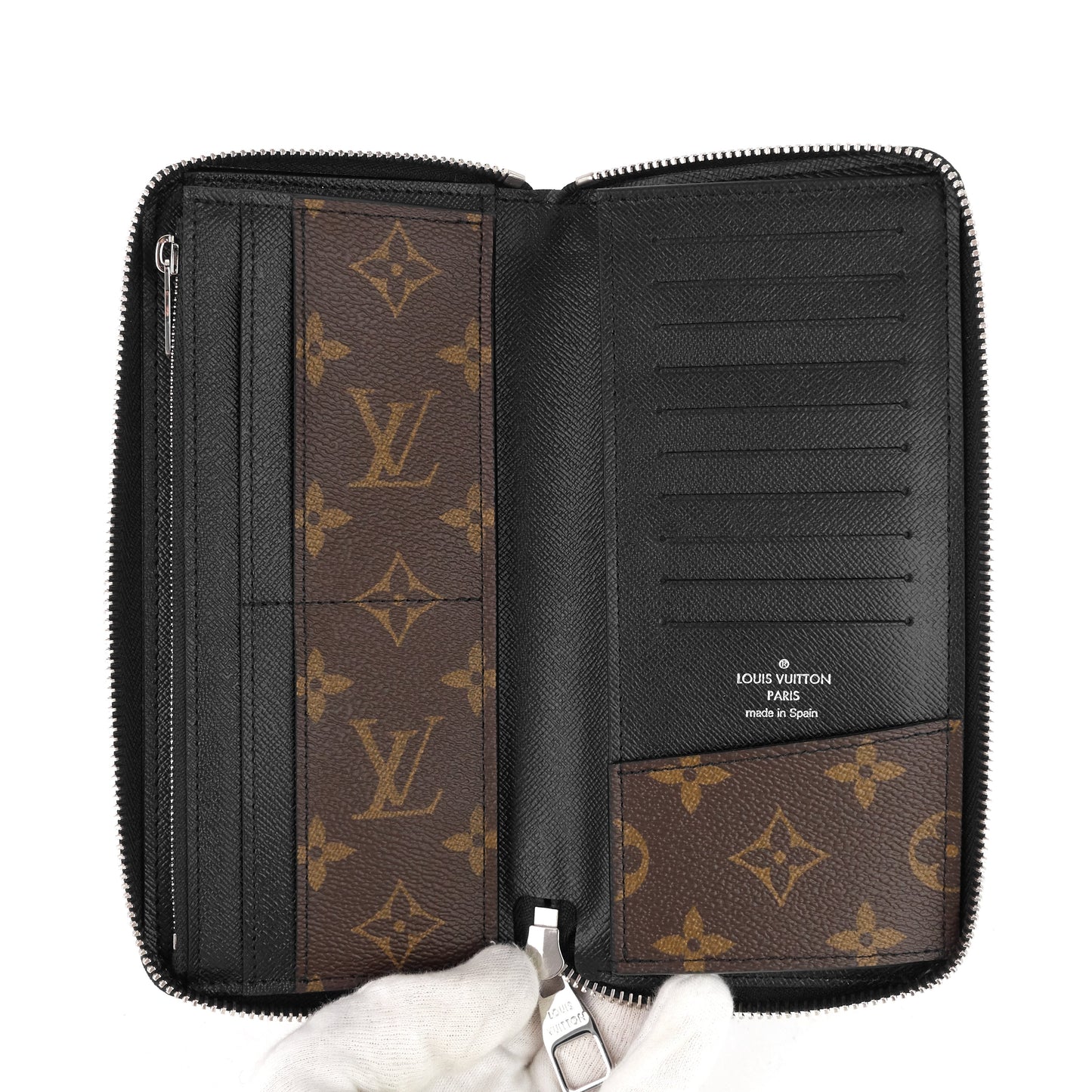 Louis Vuitto Zippy Monogram Macassar Canvas Vertical Bifold Wallet