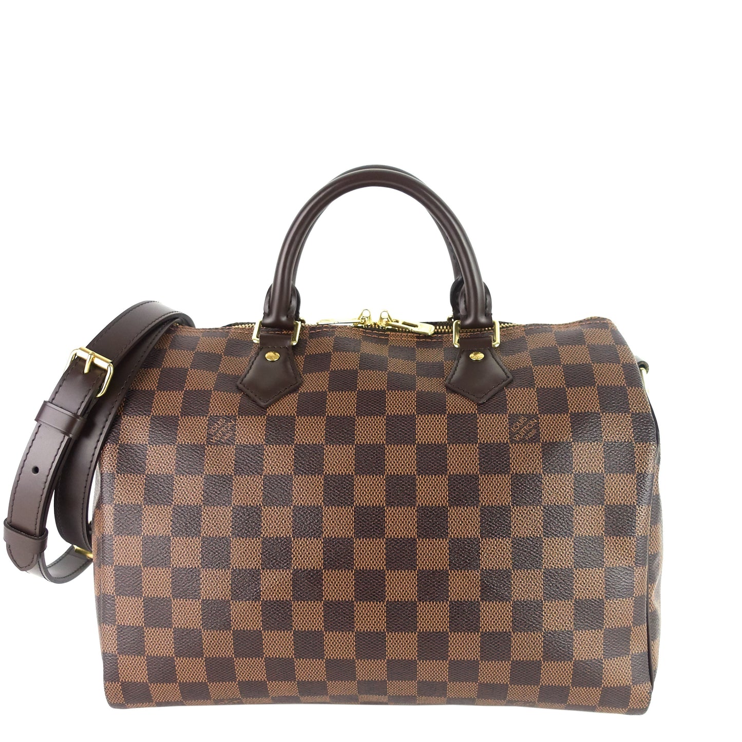 Louis Vuitto Speedy 30 BandouliÃ¨re Damier Ebene Canvas Bag