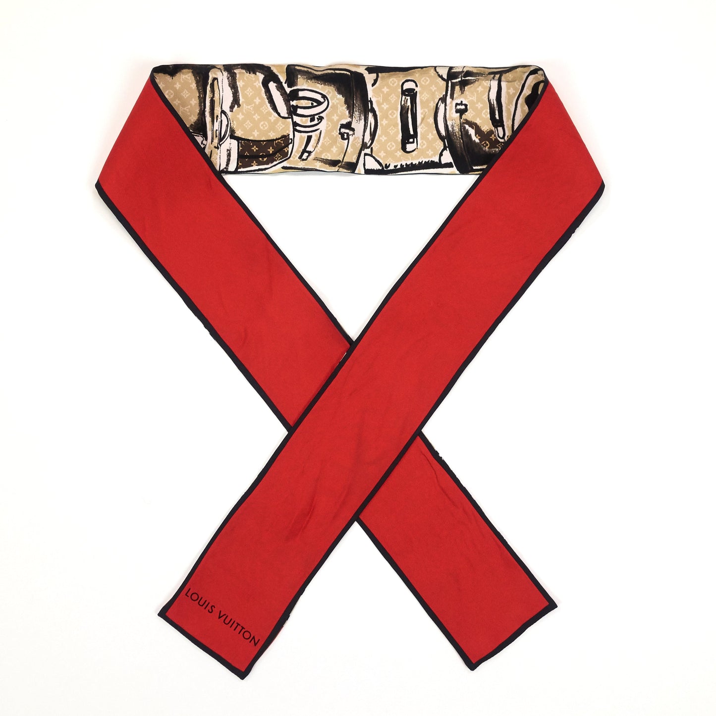 Louis Vuitto Trunks Bandeau Silk Twilly Scarf