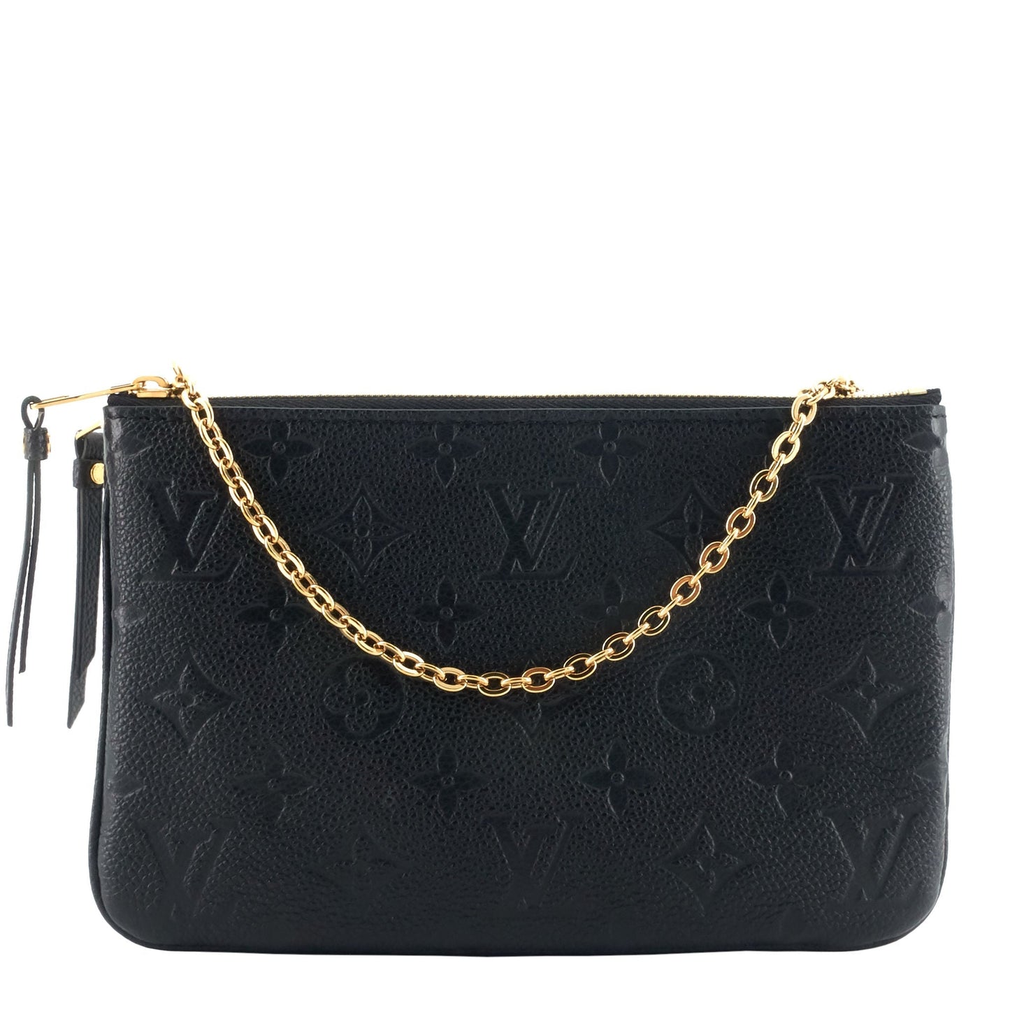 Louis Vuitto Double Zip Monogram Empreinte Leather Pouch on Chain