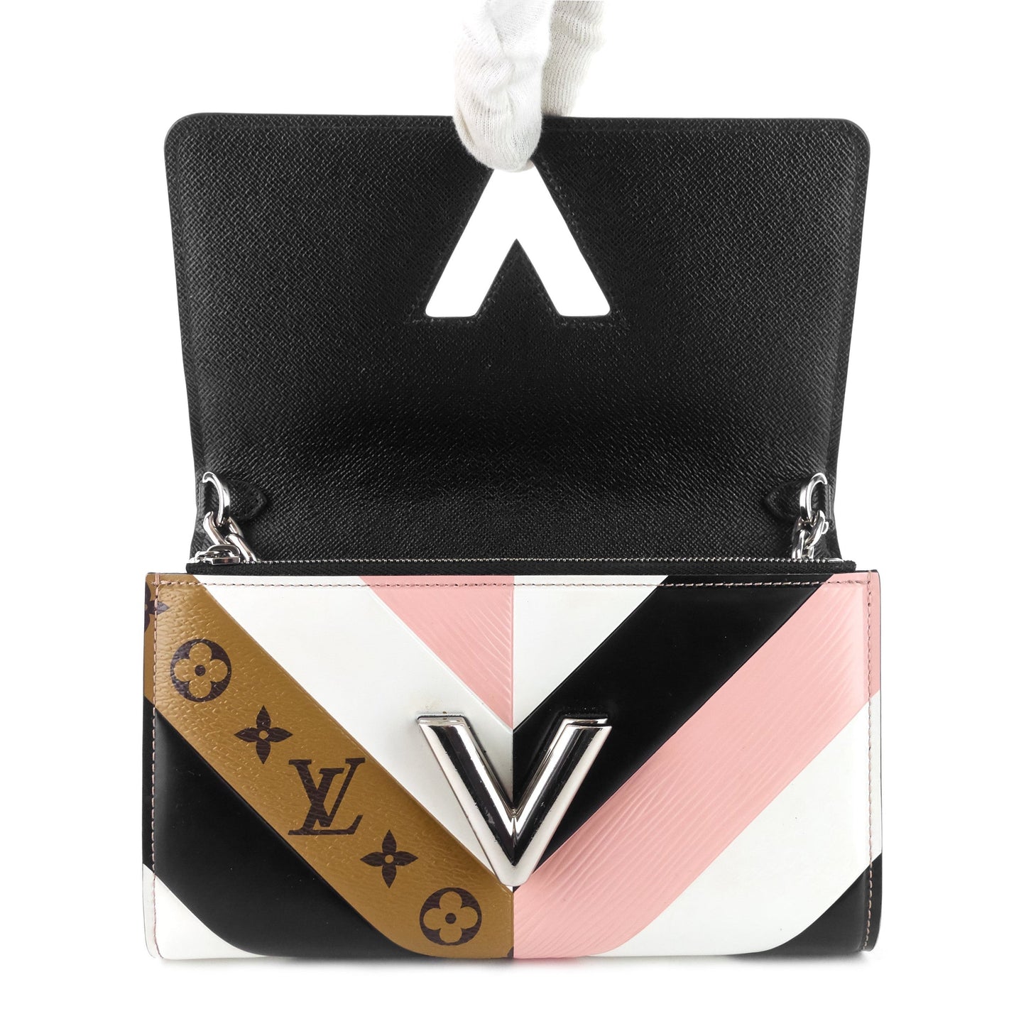 Louis Vuitto Twist Leather and Reverse Monogram Wallet on Chain Bag
