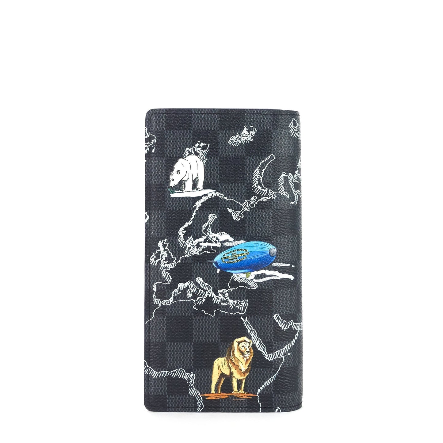 Louis Vuitto Brazza World Map Damier Graphite Canvas Wallet