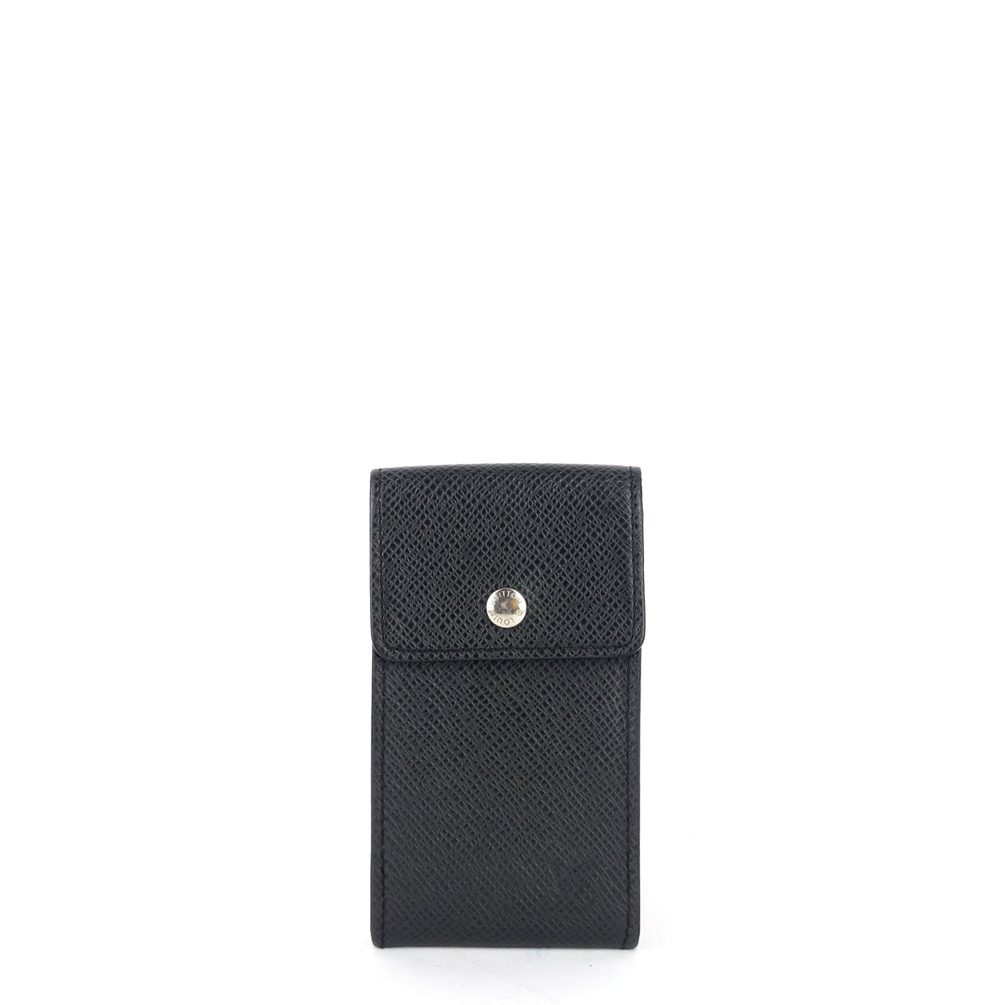 Louis Vuitto Porte Cles Badge Ardoise Taiga Leather Pouch Keychain