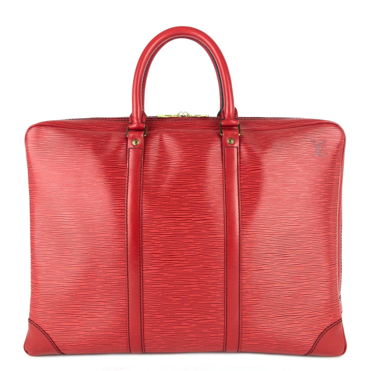 Louis Vuitto Porte-Documents Voyage Red Epi Leather Briefcase Bag