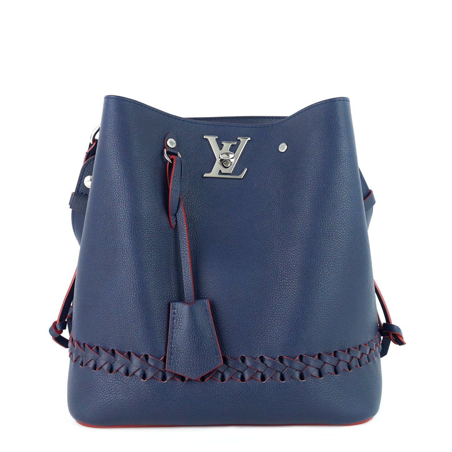 Louis Vuitto LockMe Calfskin Leather Braided Bucket Bag