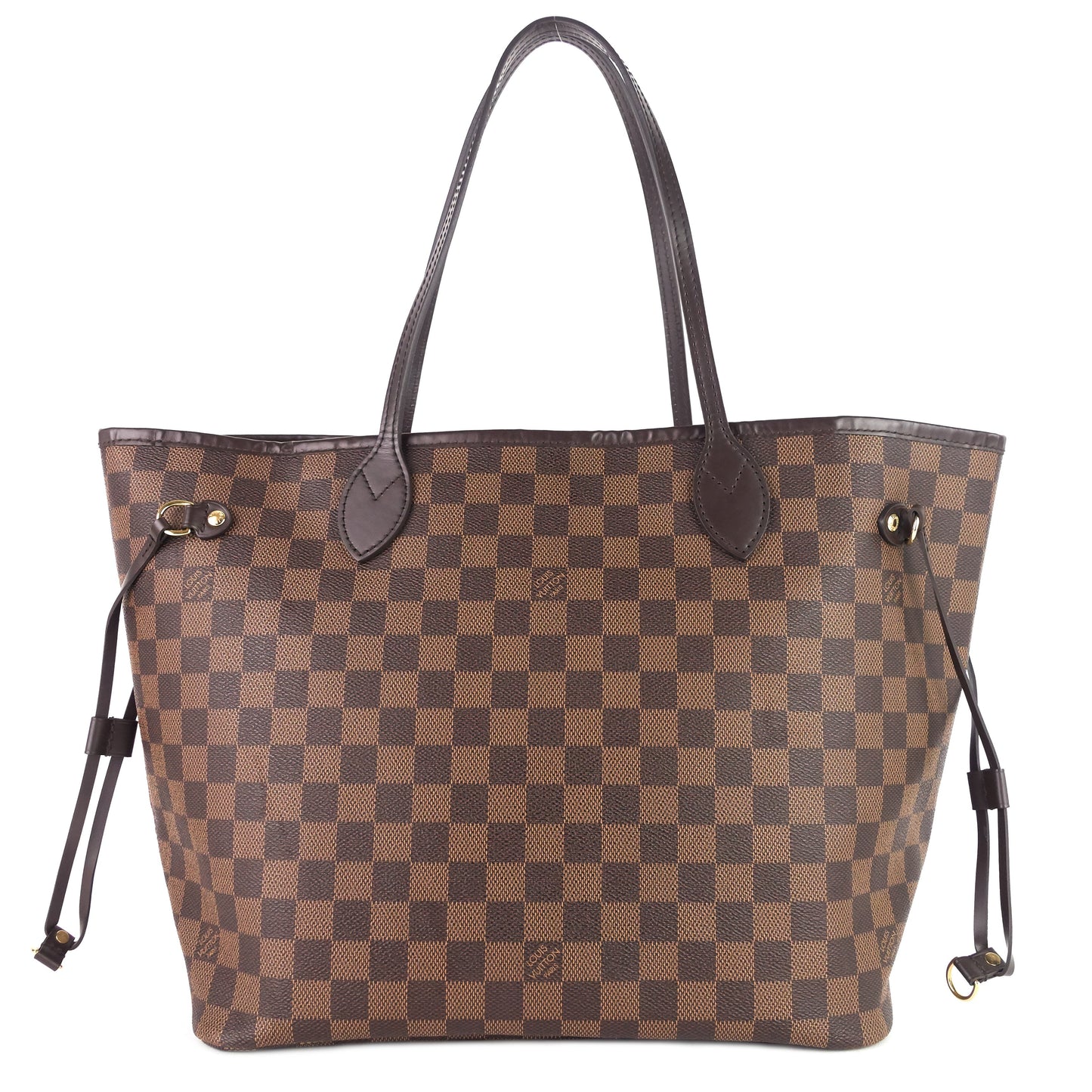 Louis Vuitto Neverfull MM Damier Ebene Canvas Bag with Pouch