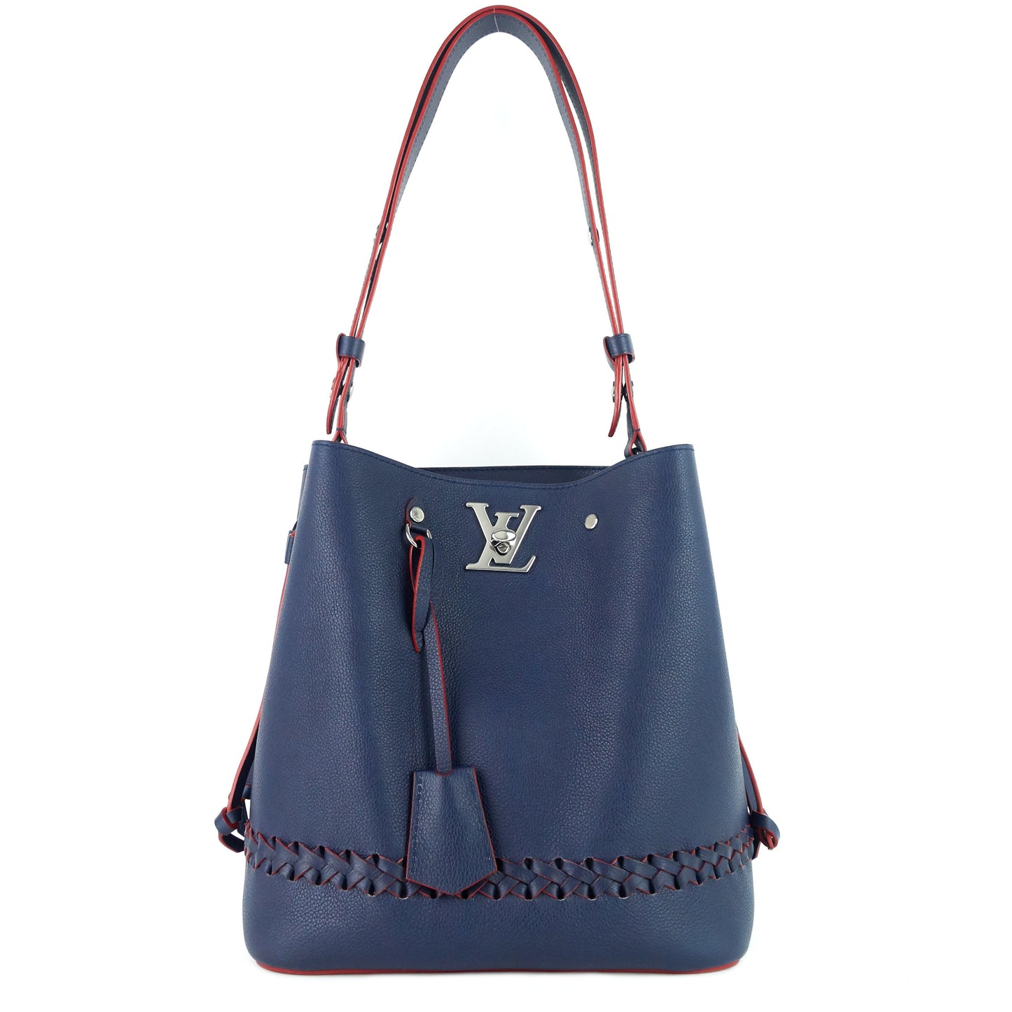 Louis Vuitto LockMe Calfskin Leather Braided Bucket Bag