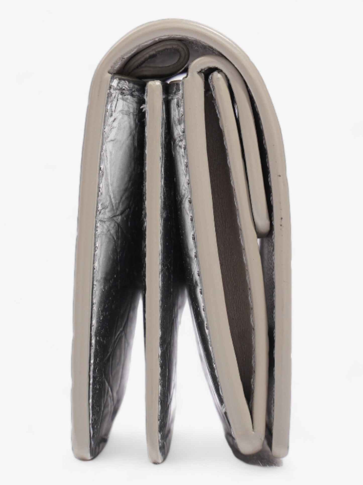 Burberry Jessie Card Holder Silver Embossed Leather