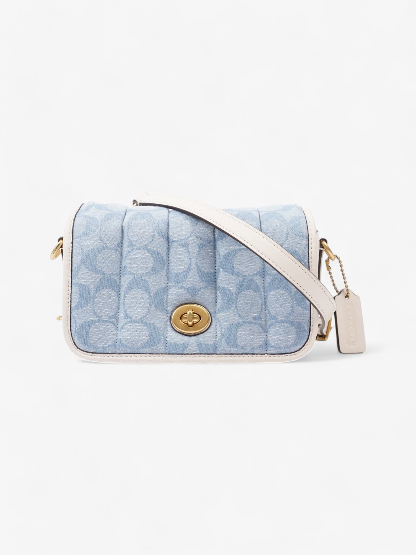 Coach Dinkey Light Wash Denim / Chalk Leather 18