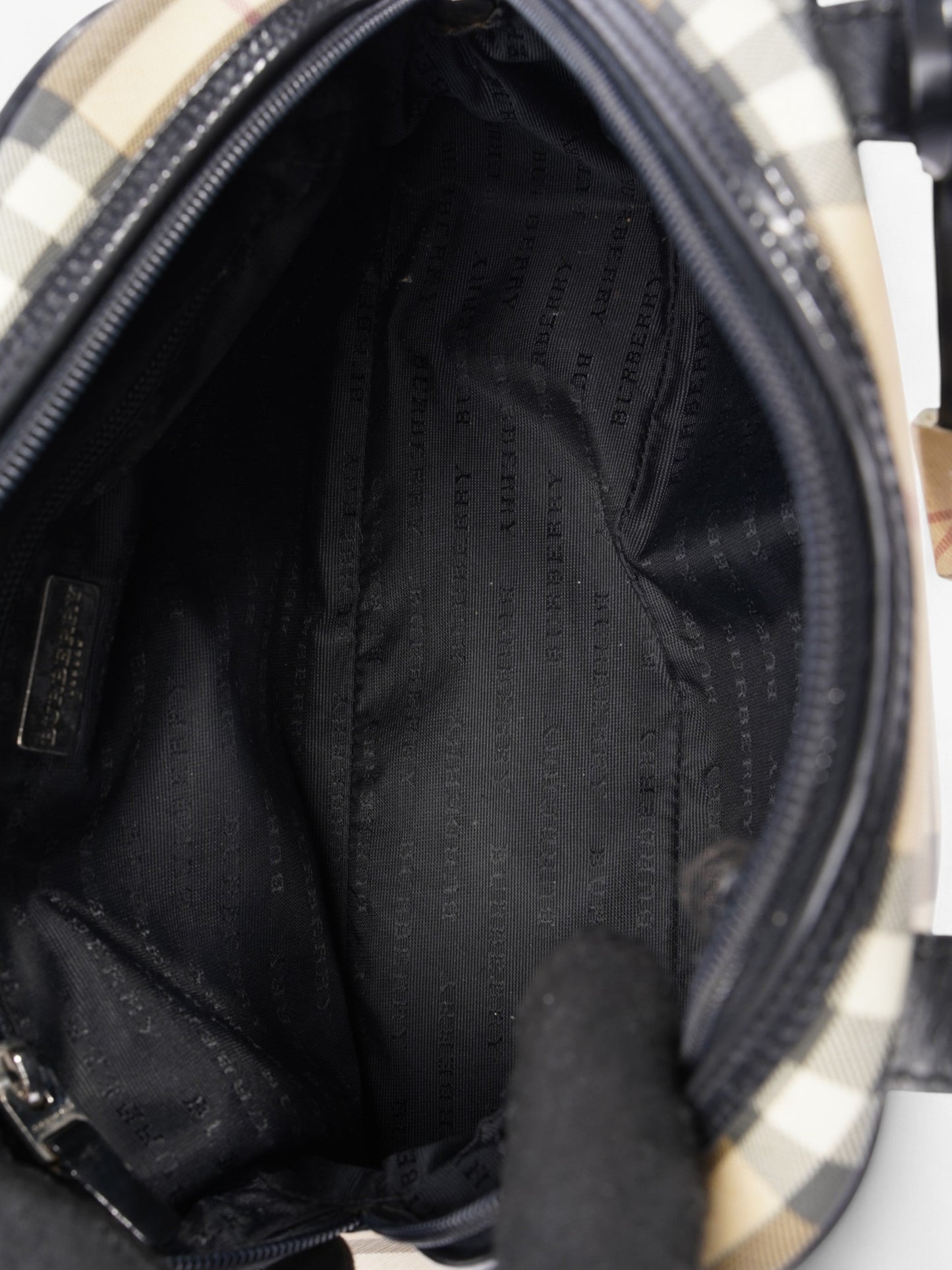 Burberry Top Handle Bag Nova Check / Black Canvas
