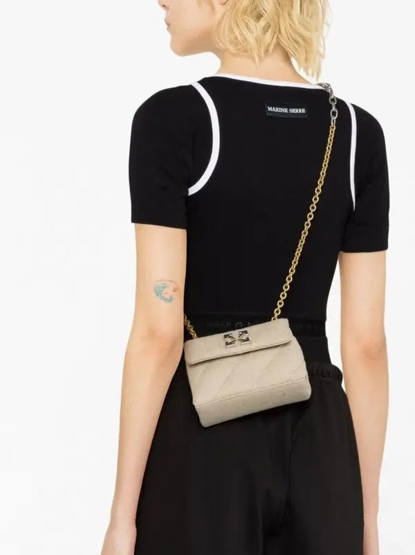 OFF-WHITE QUILTED LINEN JACKHAMMER 17 CROSSBODY BAG