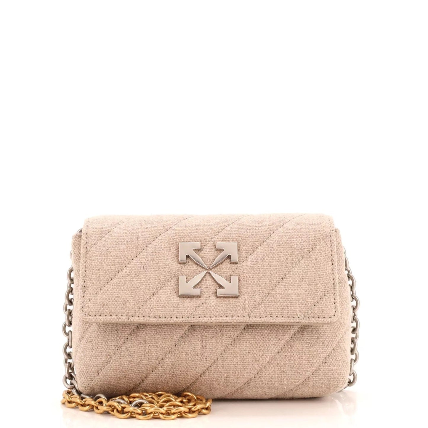 OFF-WHITE QUILTED LINEN JACKHAMMER 17 CROSSBODY BAG