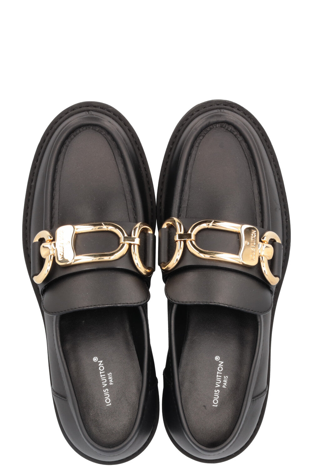 LOUIS VUITTON Academy Lock Loafers Black