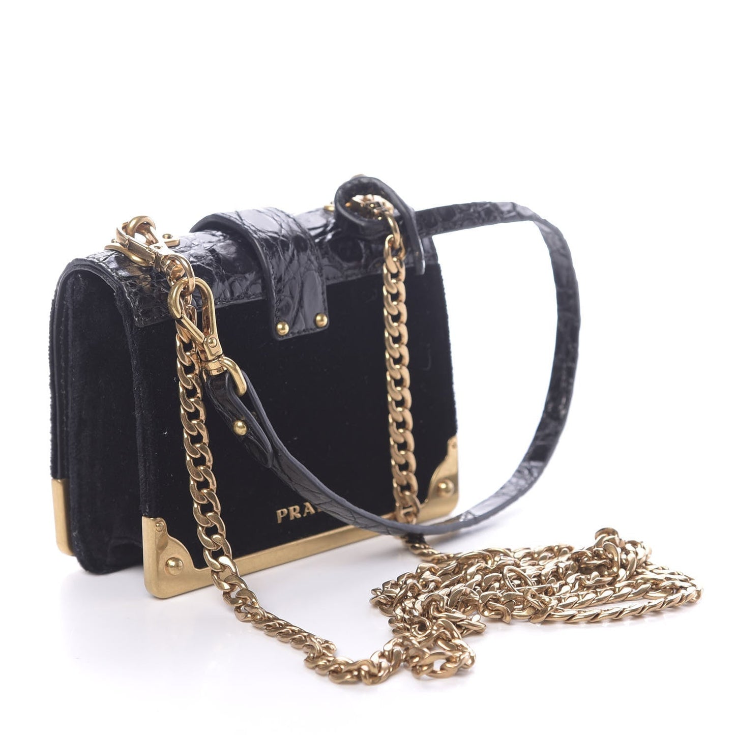 PRADA CAHIER MICRO VELVEL LEATHER CROSSBODY BAG