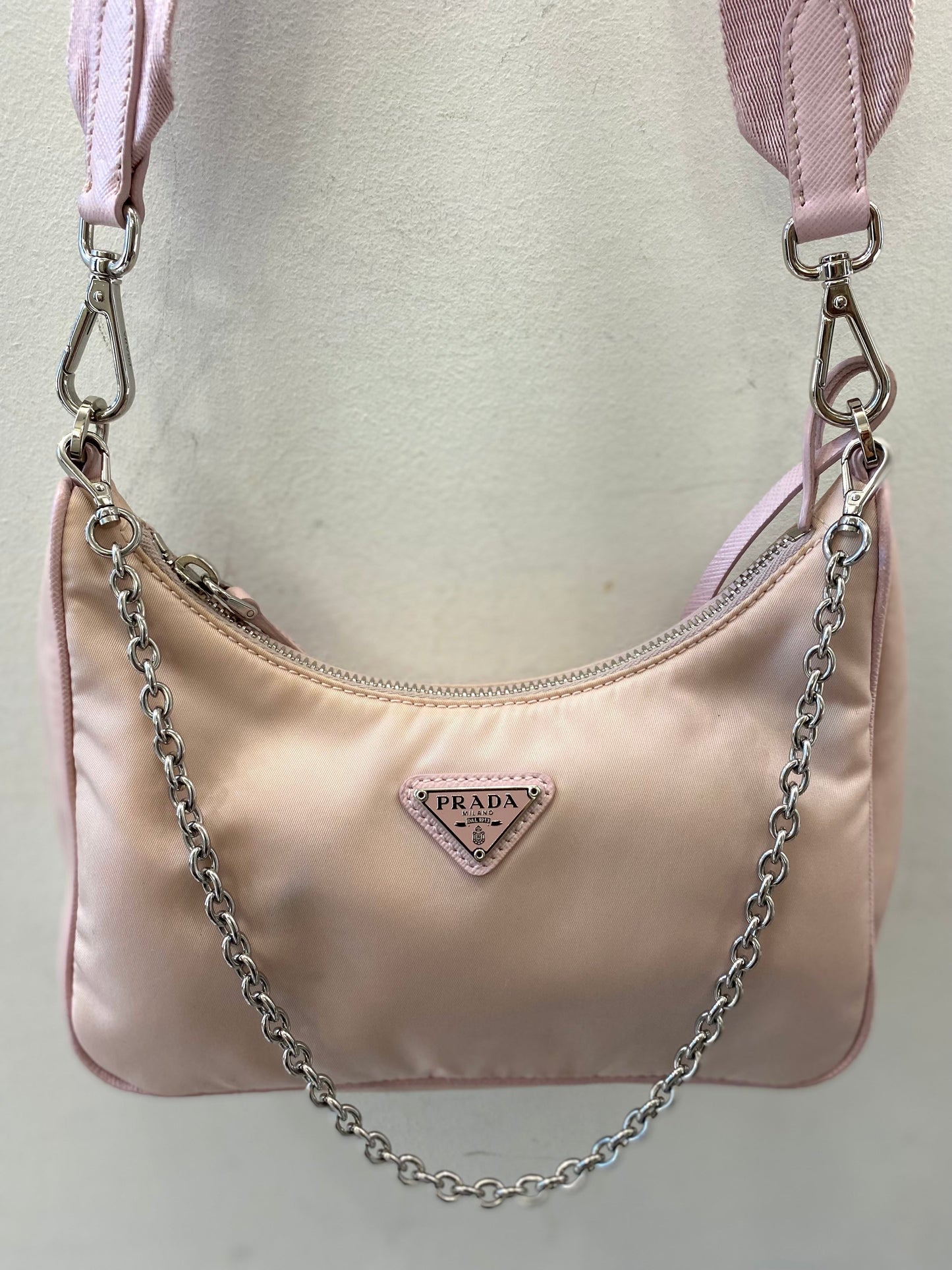 PRADA RE-EDITION 2005 ALABSTER NYLON CROSSBODY BAG