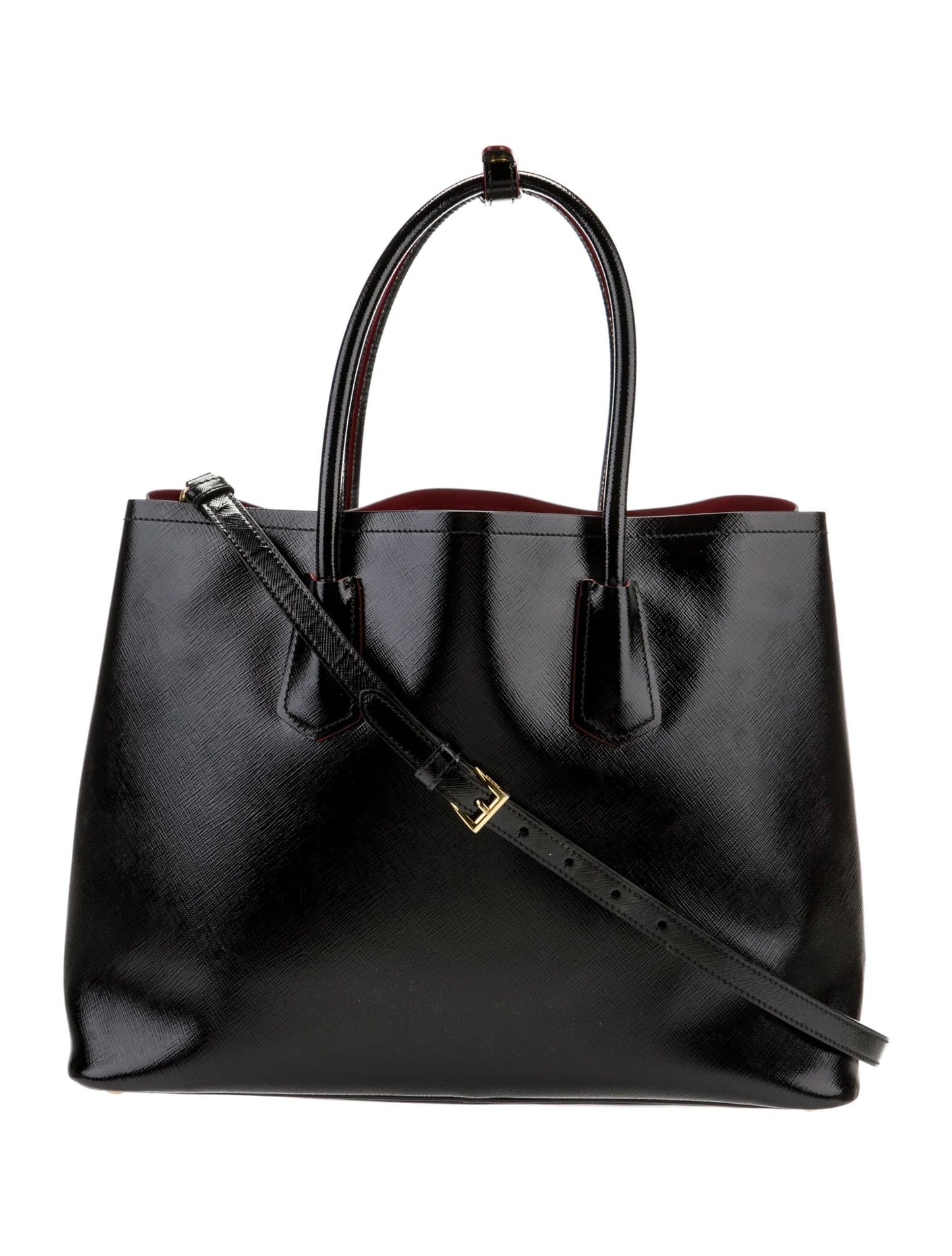 PRADA SHINY SAFFIANO VERNICE LEATHER DOUBLE HANDLE TOTE BAG