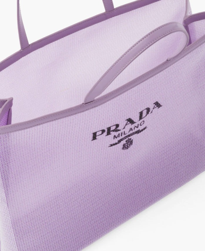 PRADA MESH SEQUIN LOGO TOTE BAG