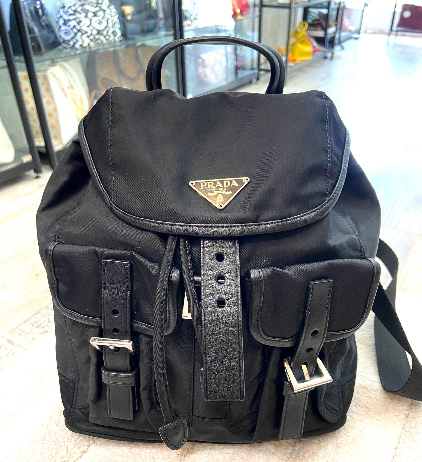 PRADA TESSUTO NYLON SAFFIANO SMALL BACKPACK