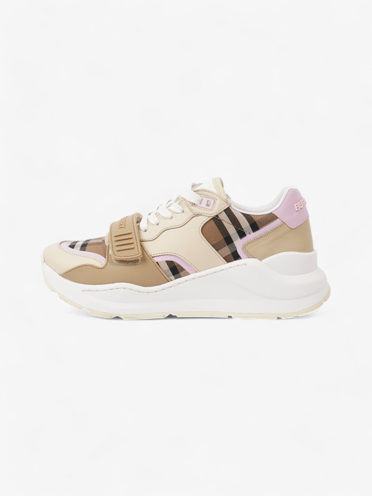 Burberry Ramsey Sneakers Beige  / Brown / Pink Canvas EU 41 UK 8