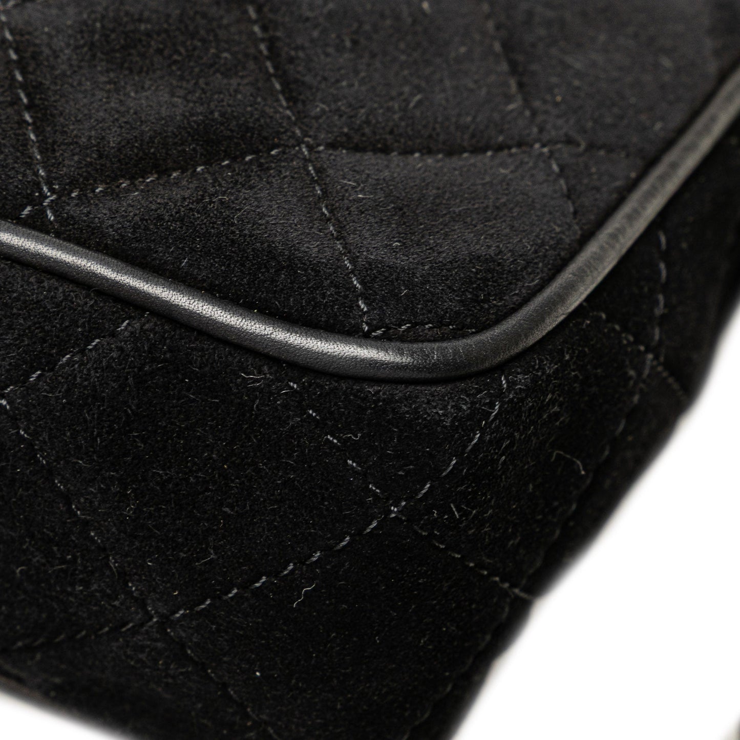 Chanel Cc Quilted Suede Shoulder Bag