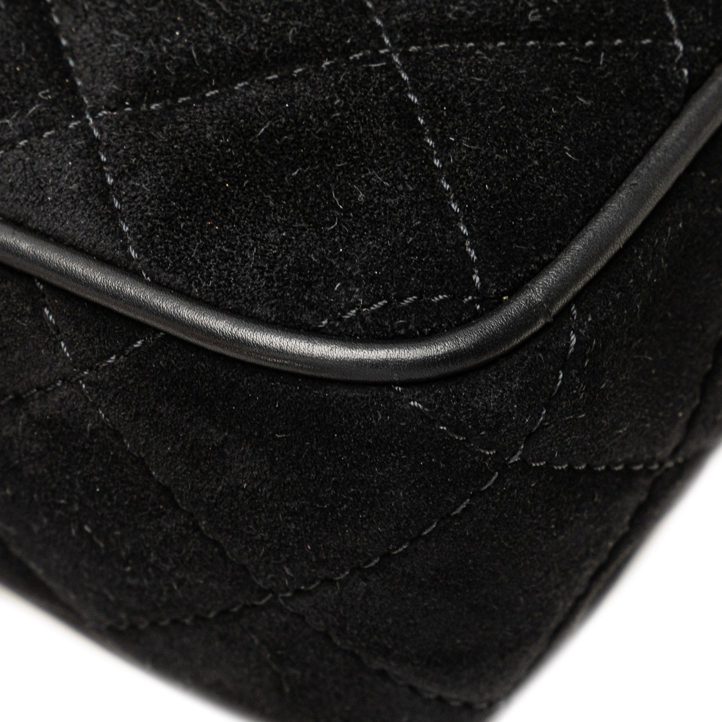 Chanel Cc Quilted Suede Shoulder Bag