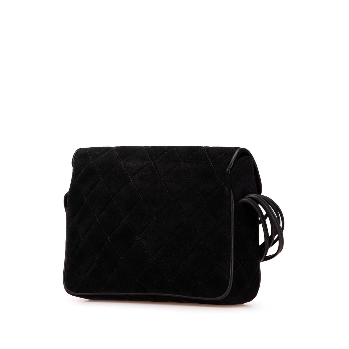 Chanel Cc Quilted Suede Shoulder Bag
