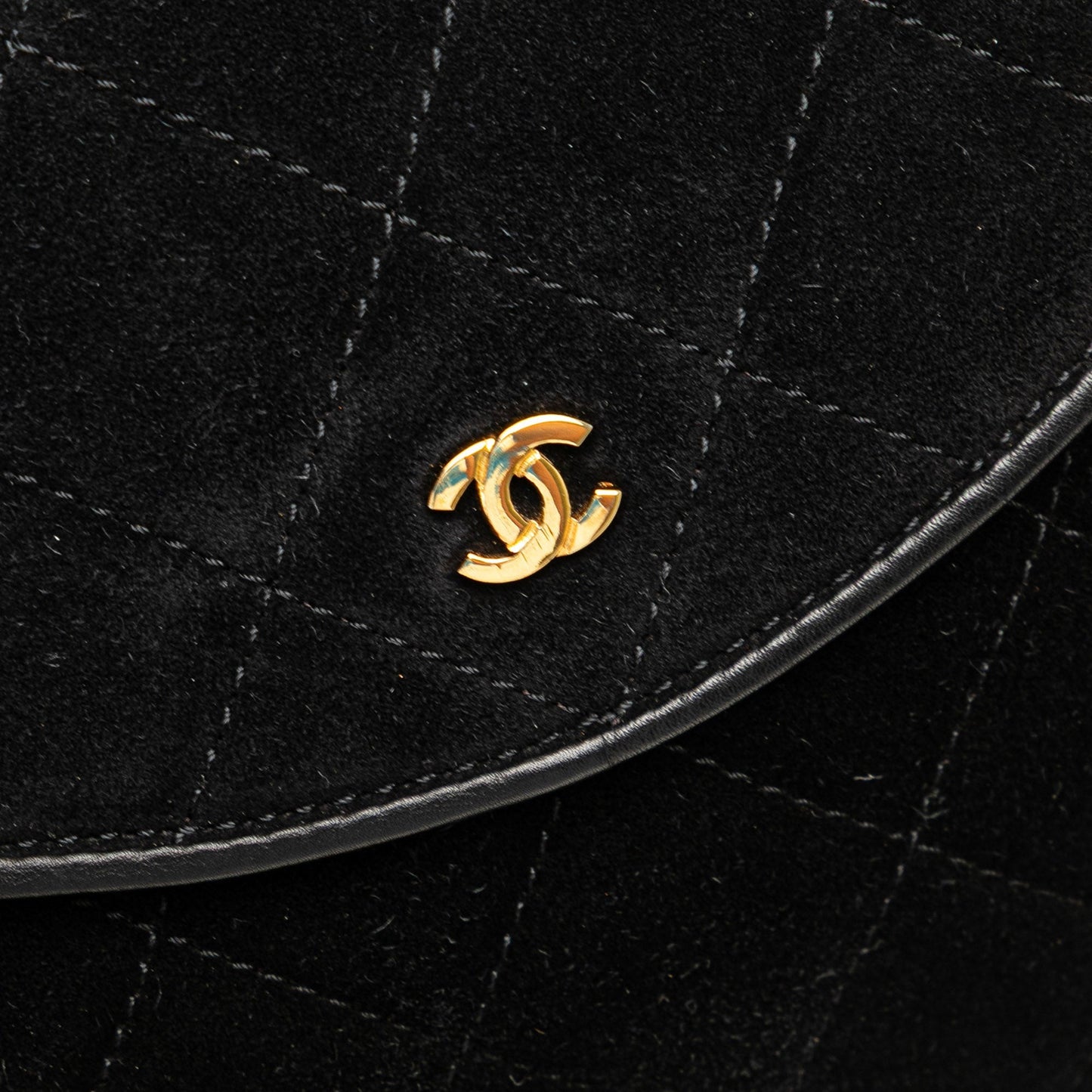 Chanel Cc Quilted Suede Shoulder Bag