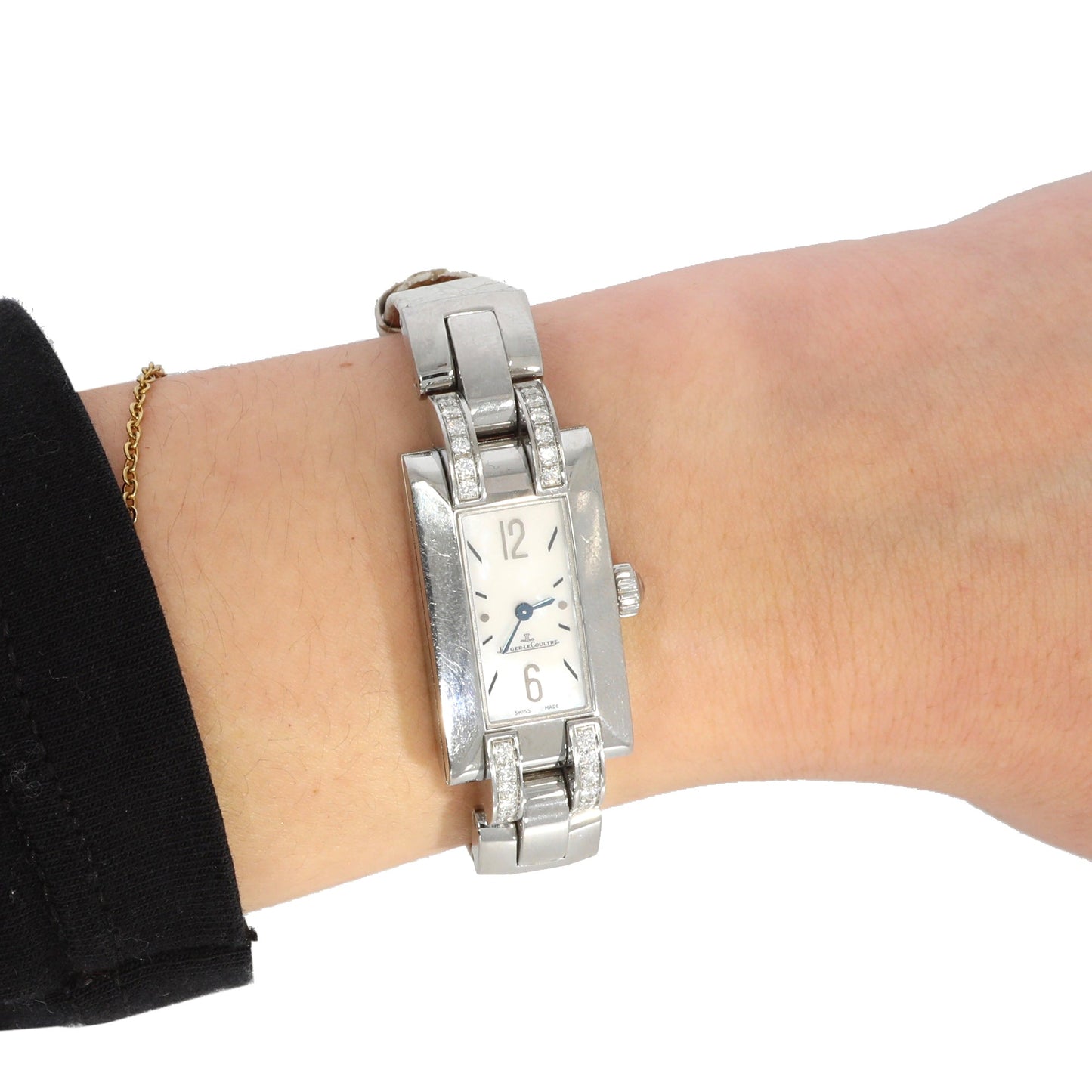 JAEGER-LECOULTRE Ideale steel watch set with diamonds with mother-of-pearl dial