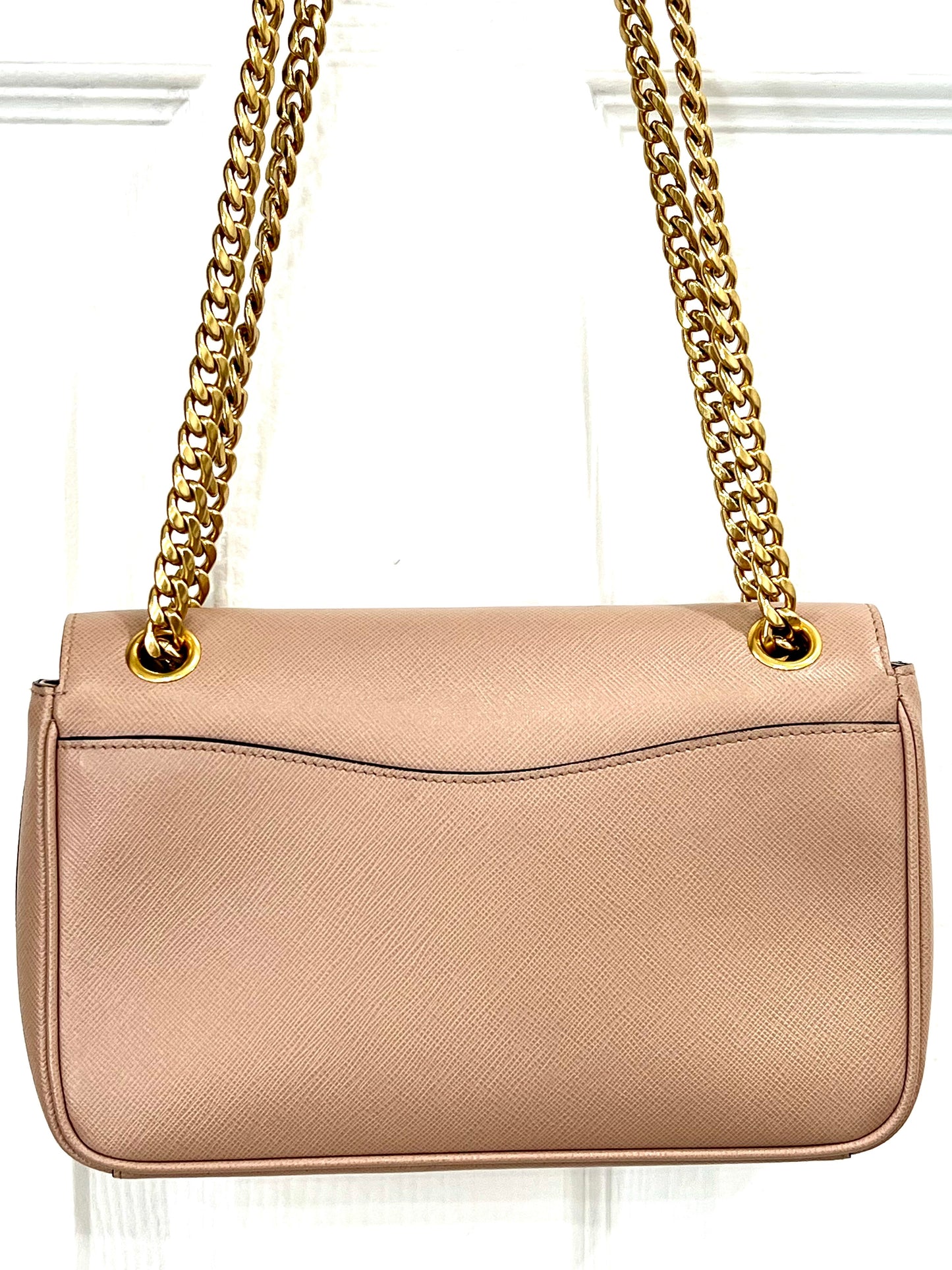 PRADA PATTINA NUDE SAFFIANO LEATHER SHOULDER BAG