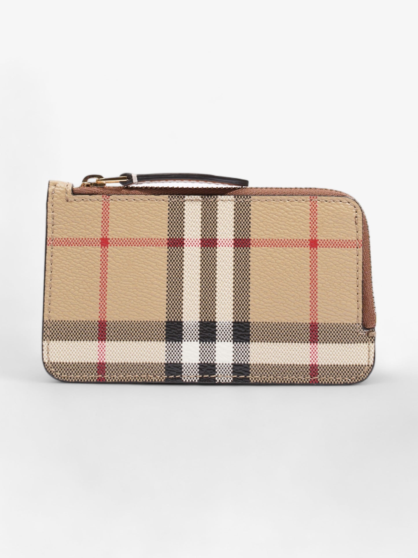 Burberry Check Zip Card Case Archive Beige Coated Canvas